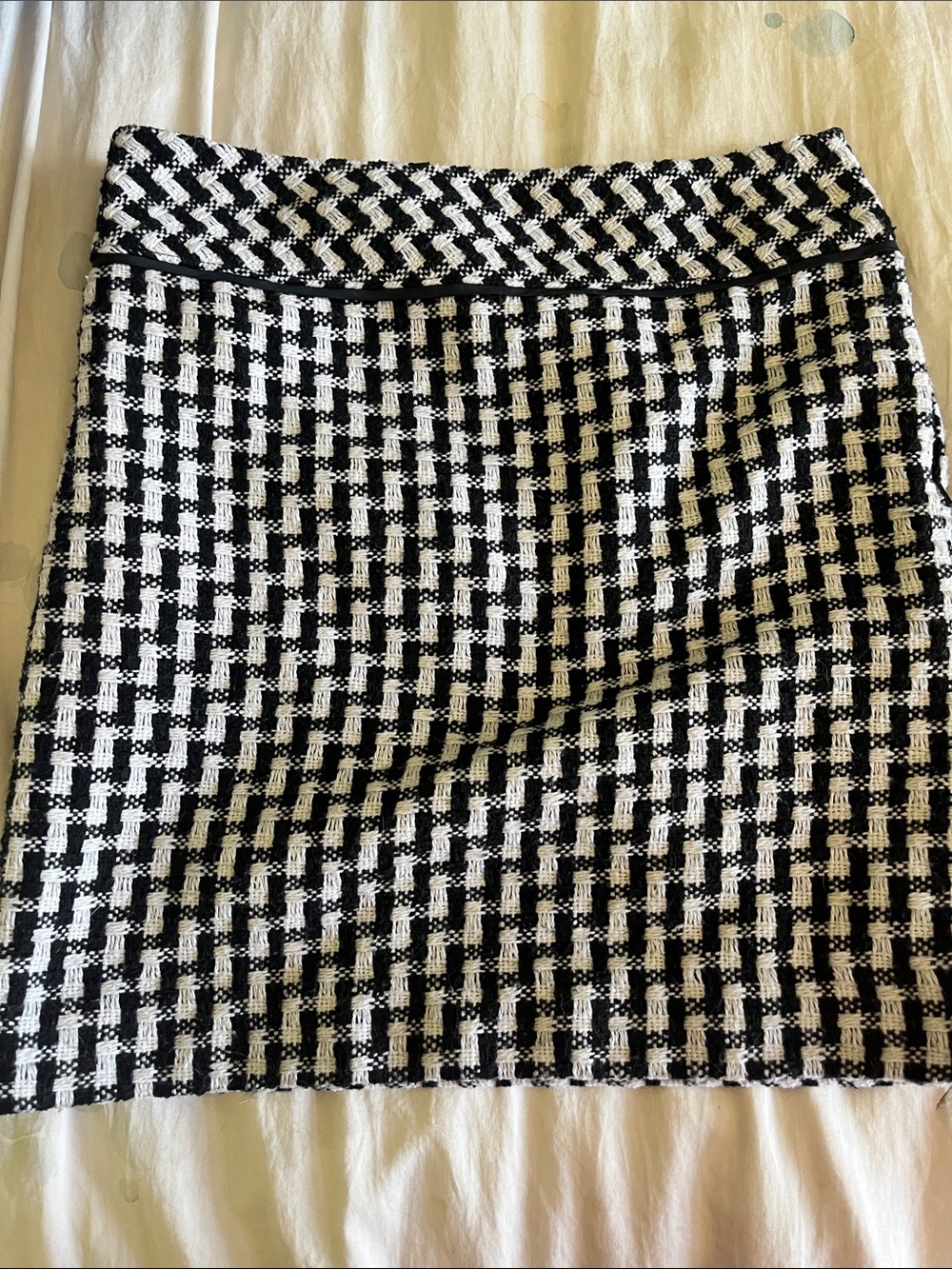 LOFT Black and White Tweed Pencil Skirt